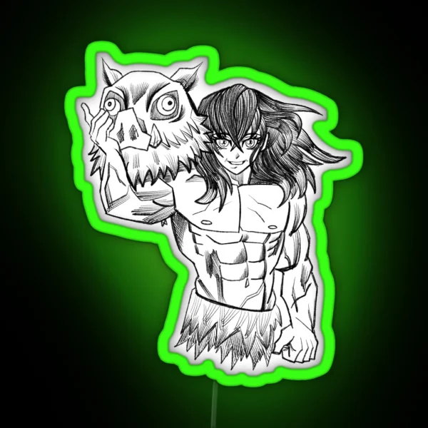 Slayer Of Demons Boar Head Anime Hero RGB Neon Sign