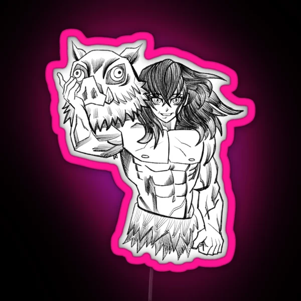 Slayer Of Demons Boar Head Anime Hero RGB Neon Sign