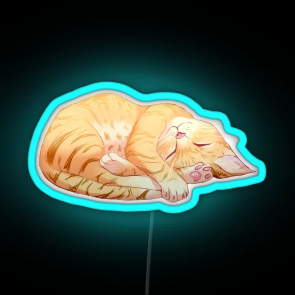 Sleeping Orange Tabby Cat RGB Neon Sign