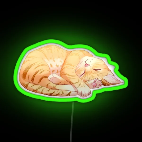Sleeping Orange Tabby Cat RGB Neon Sign