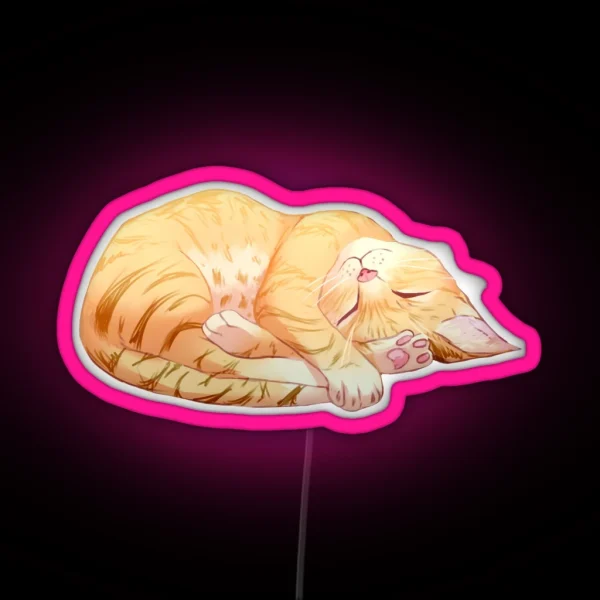 Sleeping Orange Tabby Cat RGB Neon Sign