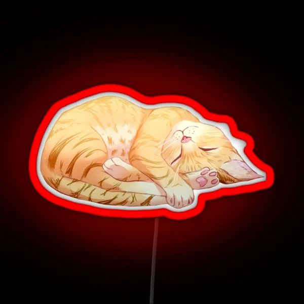 Sleeping Orange Tabby Cat RGB Neon Sign
