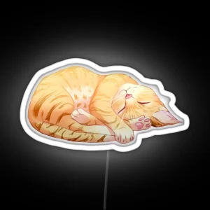 Sleeping Orange Tabby Cat RGB Neon Sign