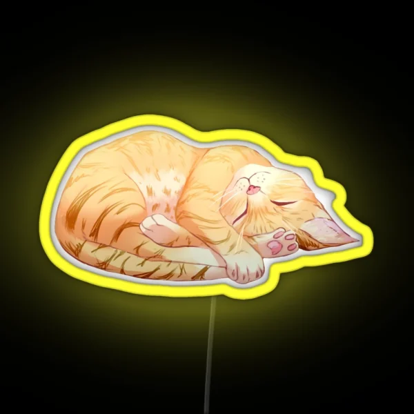 Sleeping Orange Tabby Cat RGB Neon Sign