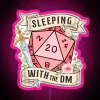 d&d dungeon master cute d20 die neon sign with flowers and sword - pink rgb