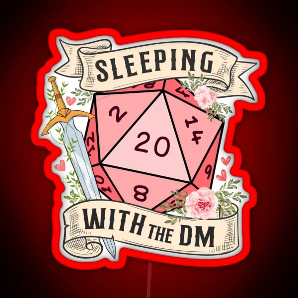 SLEEPING WITH THE DUNGEON MASTER Cute D20 Dnd RGB Neon Sign