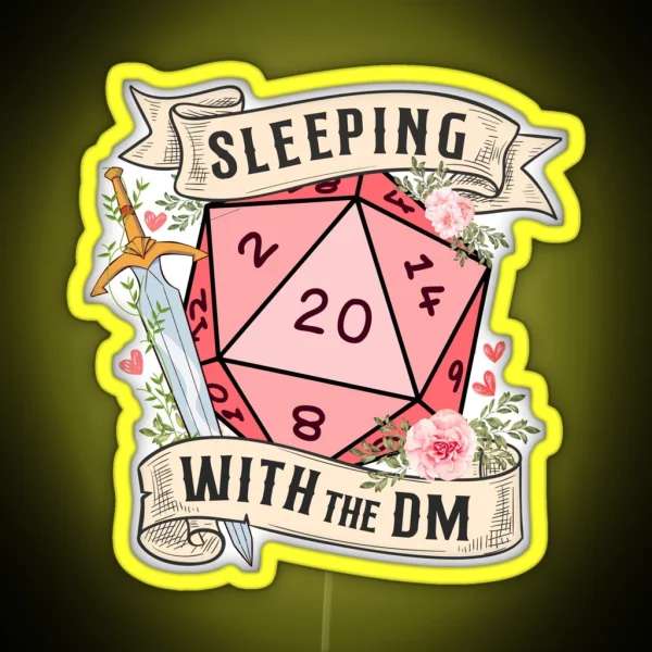 SLEEPING WITH THE DUNGEON MASTER Cute D20 Dnd RGB Neon Sign