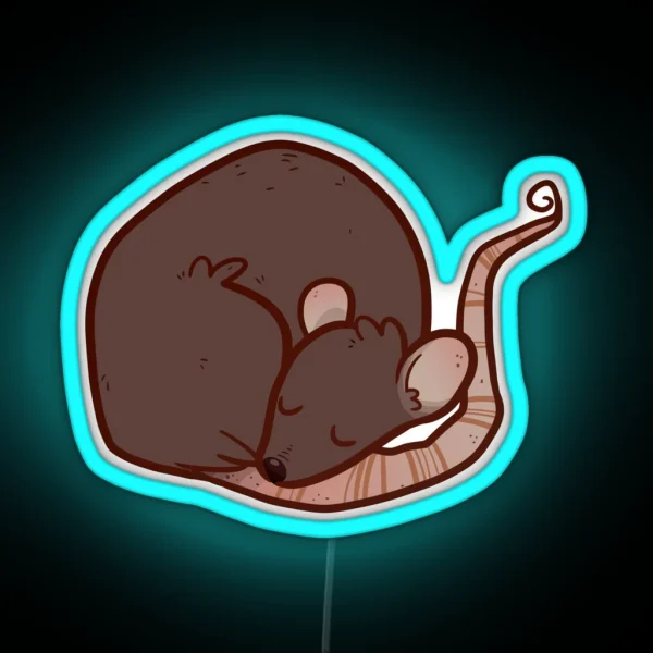 Sleepy Black Rat RGB Neon Sign