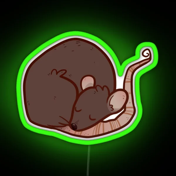 Sleepy Black Rat RGB Neon Sign