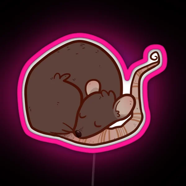 Sleepy Black Rat RGB Neon Sign