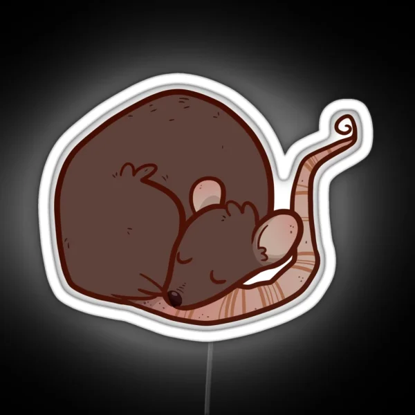 Sleepy Black Rat RGB Neon Sign