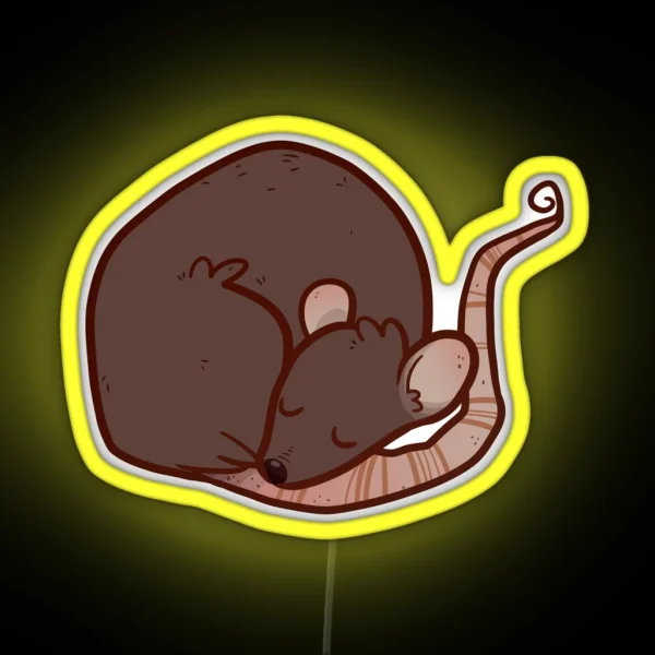 Sleepy Black Rat RGB Neon Sign