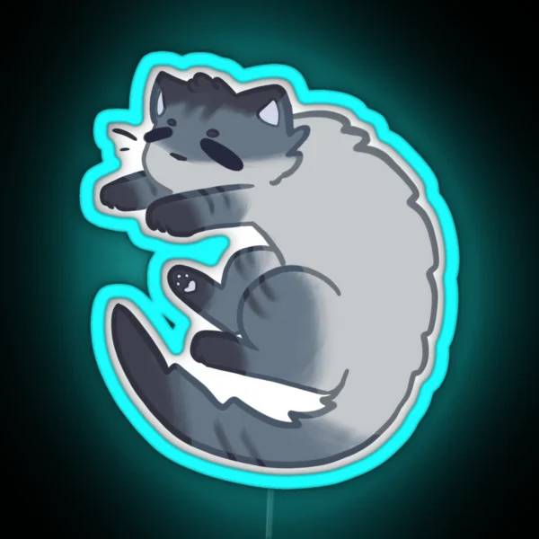 Sleepy Curved Cat RGB Neon Sign