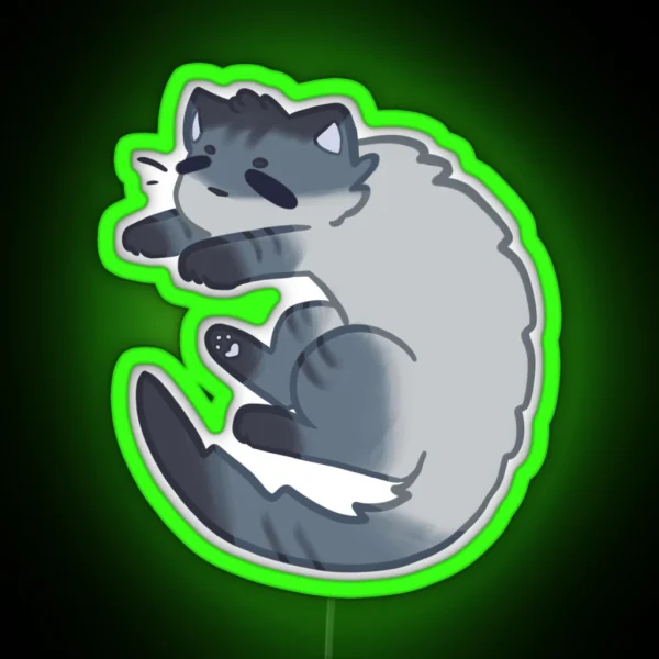 Sleepy Curved Cat RGB Neon Sign