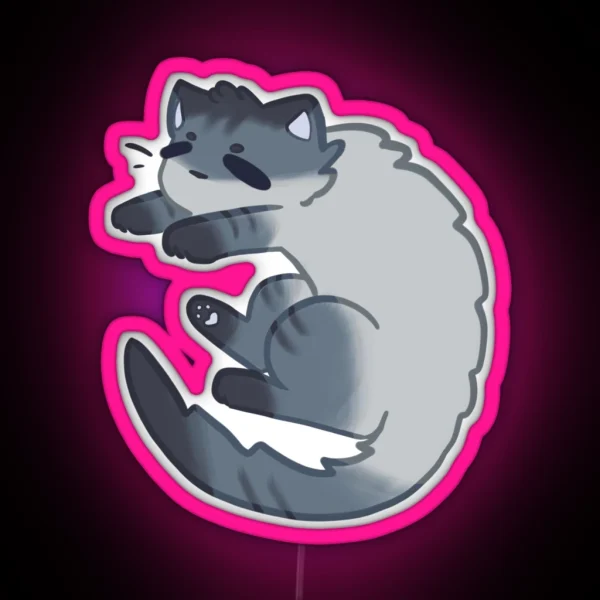 Sleepy Curved Cat RGB Neon Sign
