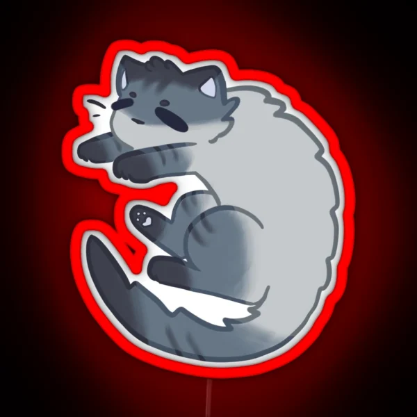 Sleepy Curved Cat RGB Neon Sign