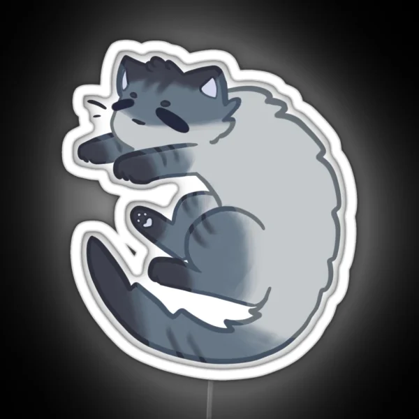 Sleepy Curved Cat RGB Neon Sign