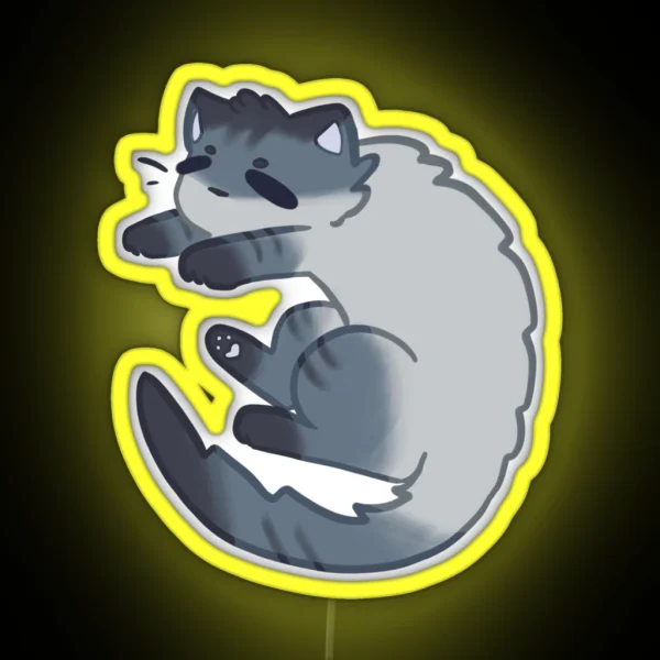 Sleepy Curved Cat RGB Neon Sign
