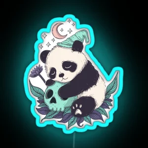 Sleepy Panda And Skull RGB Neon Sign