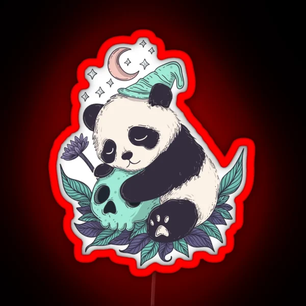 Sleepy Panda And Skull RGB Neon Sign