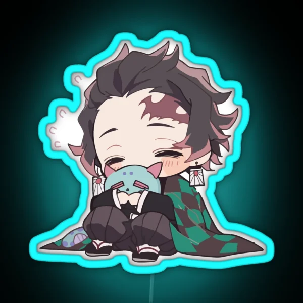 Sleepy Slayer Tanji Kawaii Chibi Demon Hunter RGB Neon Sign