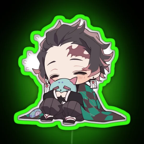 Sleepy Slayer Tanji Kawaii Chibi Demon Hunter RGB Neon Sign