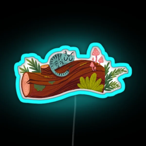 Sleepy Woodsy Cat RGB Neon Sign