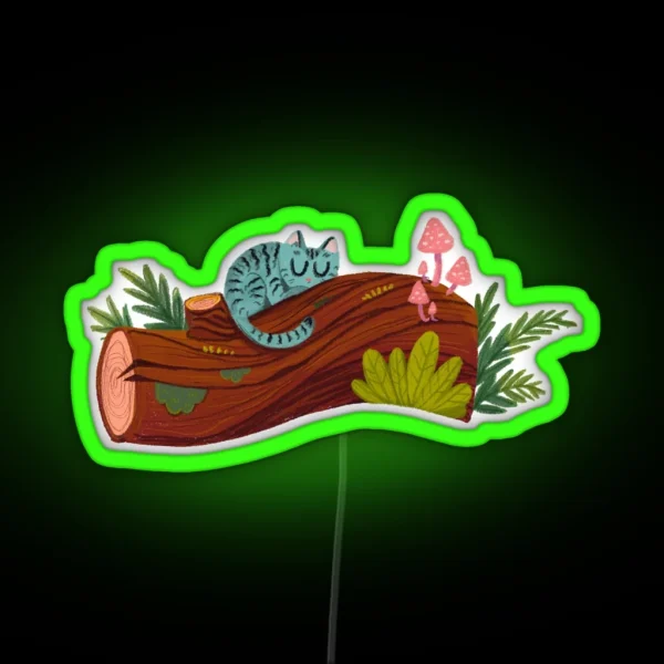 Sleepy Woodsy Cat RGB Neon Sign