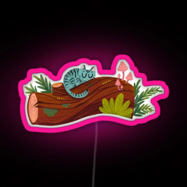 Sleepy Woodsy Cat RGB Neon Sign
