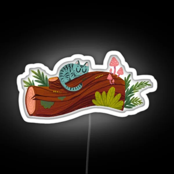 Sleepy Woodsy Cat RGB Neon Sign