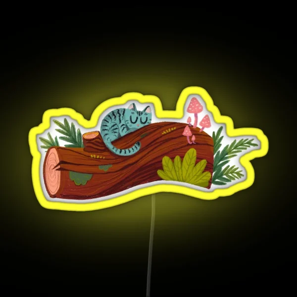 Sleepy Woodsy Cat RGB Neon Sign