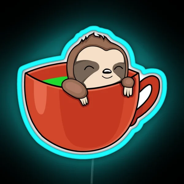 Sloth Coffee Coffee Puns RGB Neon Sign