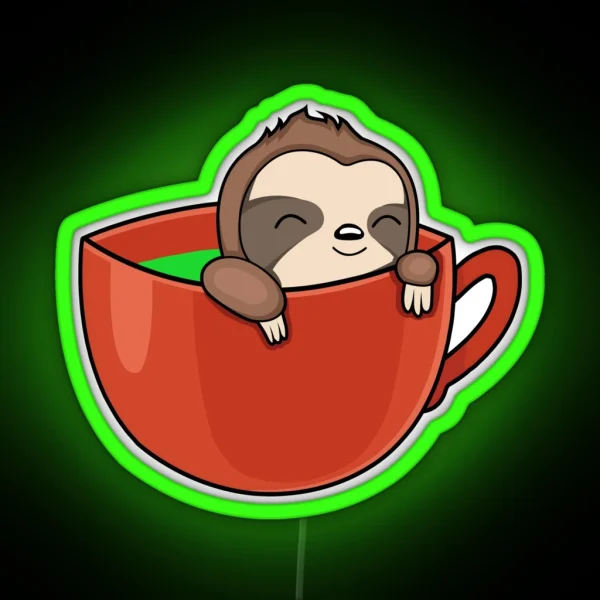 Sloth Coffee Coffee Puns RGB Neon Sign