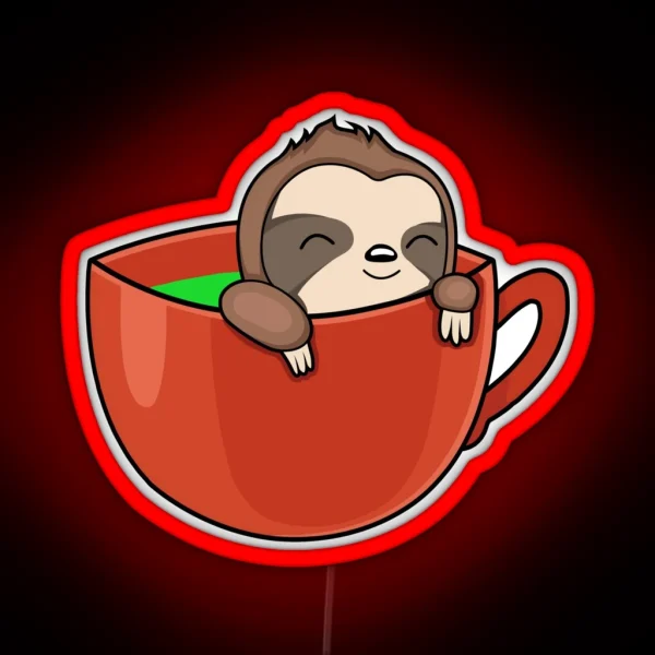 Sloth Coffee Coffee Puns RGB Neon Sign