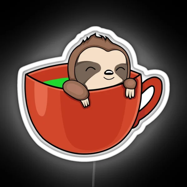 Sloth Coffee Coffee Puns RGB Neon Sign