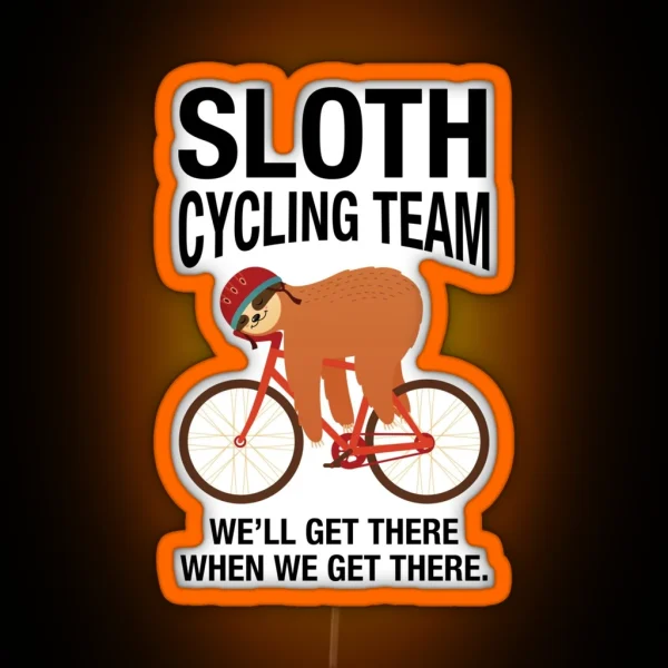Sloth Cycling Team Lazy Sloth On Bicycle RGB Neon Sign