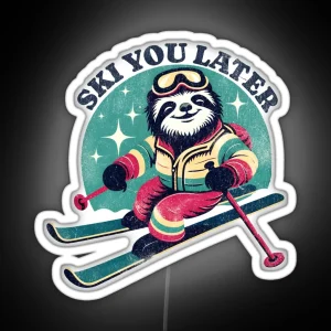 Sloth Skiing Funny Winter Sloth Ski You Later RGB Neon Sign