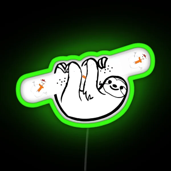 Sloth Snowboard RGB Neon Sign