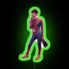 RGB neon sign with green background, featuring cartoonish characters out of character, referencing Ozempic and shrooms.