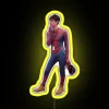 RGB neon sign with yellow background, featuring a cartoon character Hamzah holding a shroom and referencing Ozempic