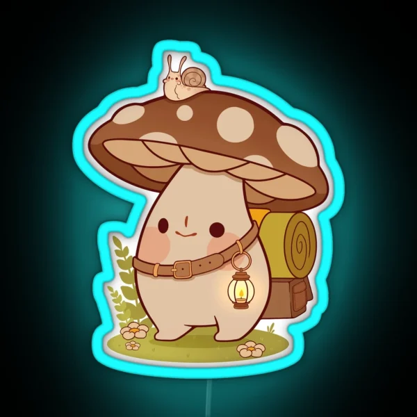 Small Adventure Mushroom And Snail RGB Neon Sign