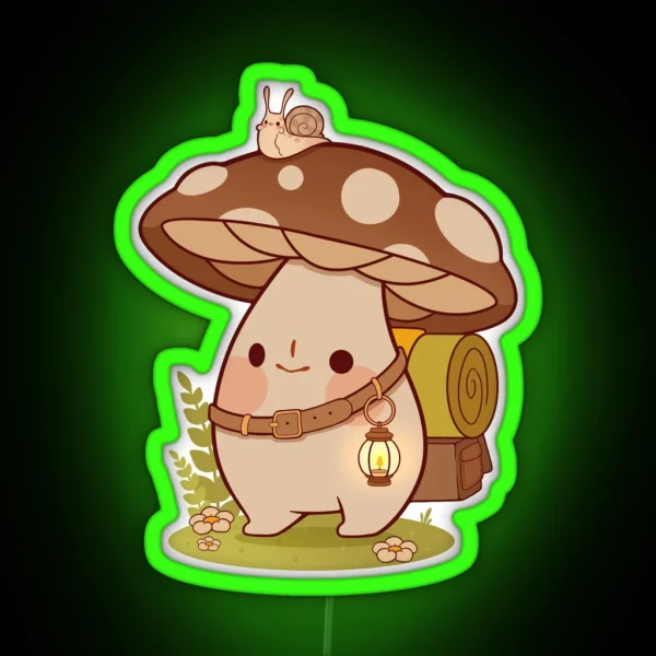 Small Adventure Mushroom And Snail RGB Neon Sign