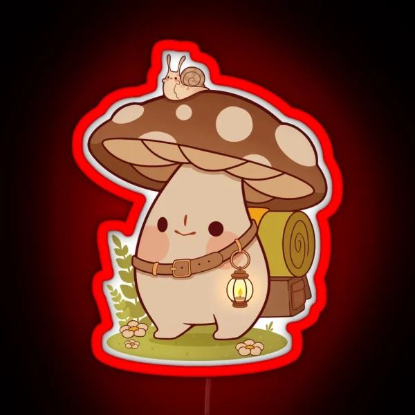 Small Adventure Mushroom And Snail RGB Neon Sign