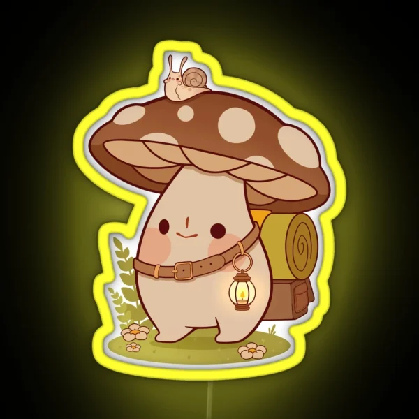 Small Adventure Mushroom And Snail RGB Neon Sign
