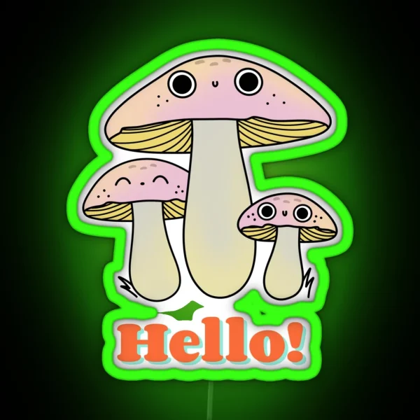 Small Baby Cute Kawaii Fly Agaric Mushrooms Cute Kawaii Art RGB Neon Sign