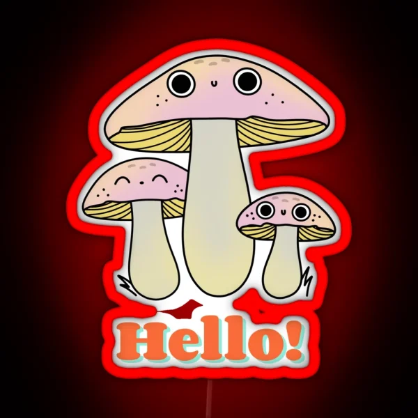 Small Baby Cute Kawaii Fly Agaric Mushrooms Cute Kawaii Art RGB Neon Sign