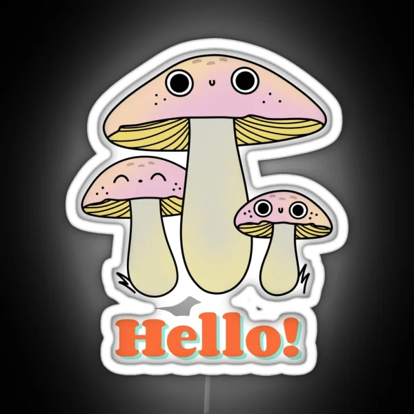 Small Baby Cute Kawaii Fly Agaric Mushrooms Cute Kawaii Art RGB Neon Sign