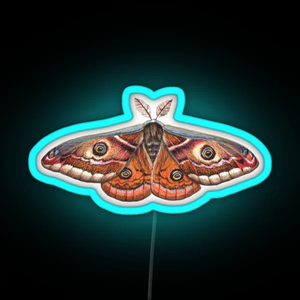 Small Emperor Moth Saturnia Pavonia RGB Neon Sign