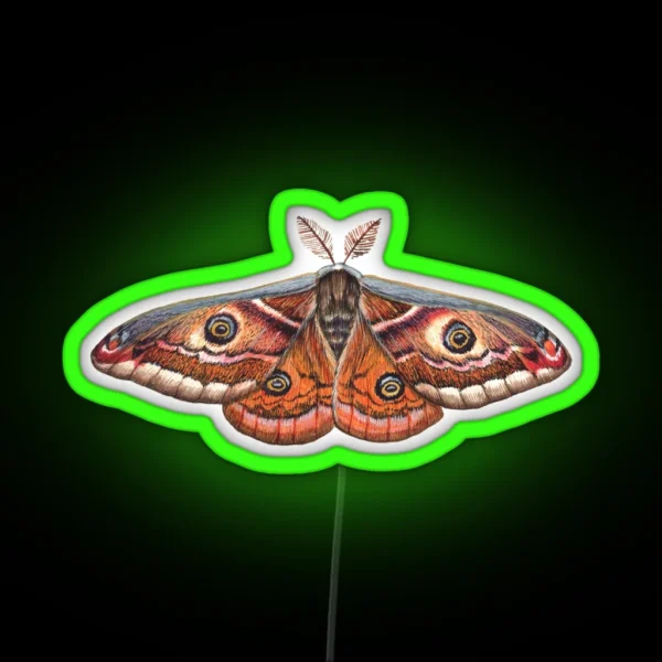 Small Emperor Moth Saturnia Pavonia RGB Neon Sign