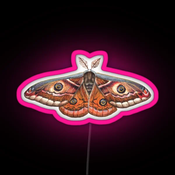 Small Emperor Moth Saturnia Pavonia RGB Neon Sign